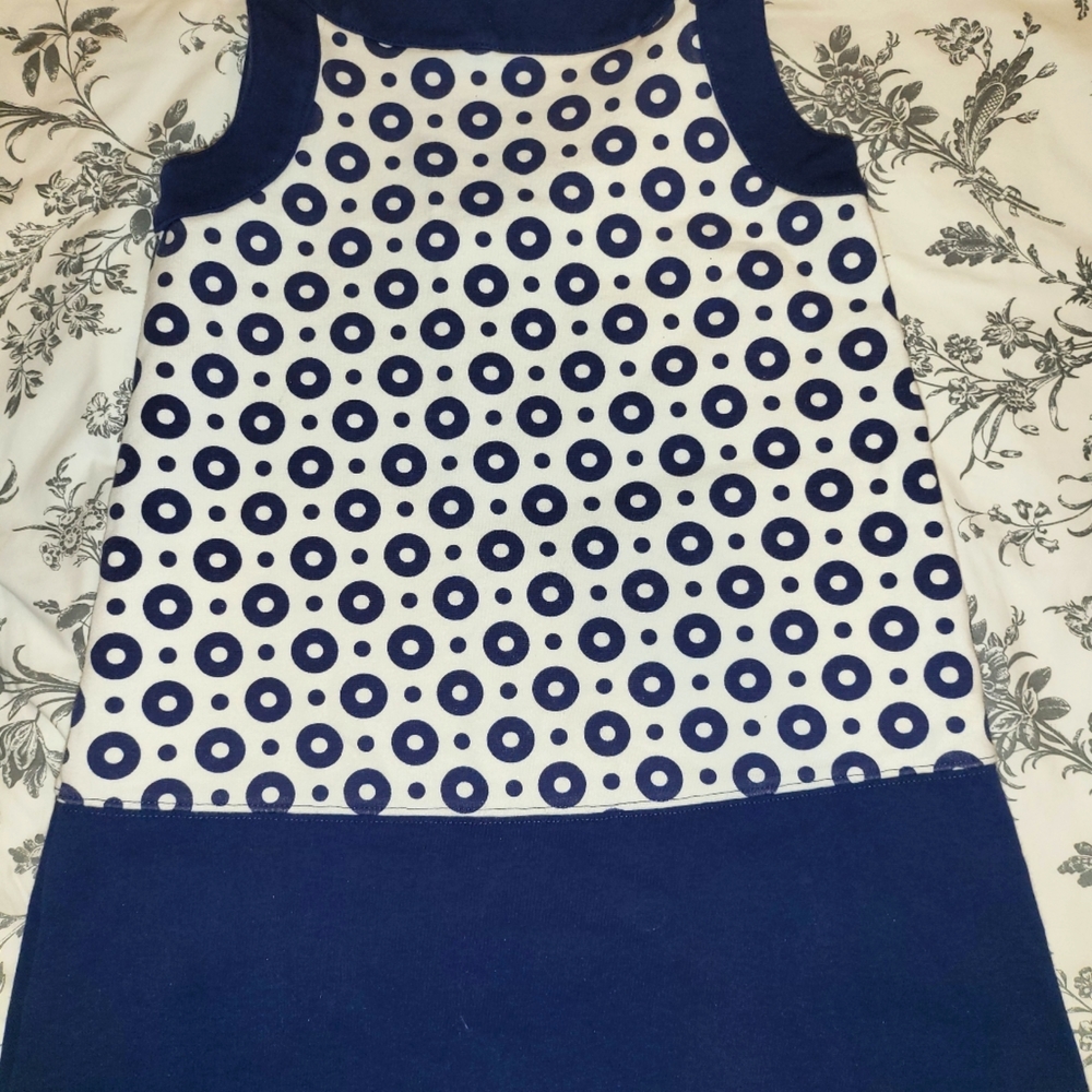 Gymboree Girl's Ponte Dress Size 6 Navy Blue White Dot